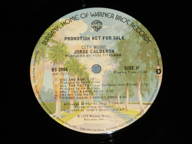 画像: JORGE CALDERON - CITY MUSIC  ( Matrix # BS-2904  41220-1B-RE-1/BS-2904  41221-1A-RE-1 )( Ex+++/MINT- ) / 1974  US AMERICA ORIGINAL "PROMO SEAL" "BURBANK STREET Label" Used LP