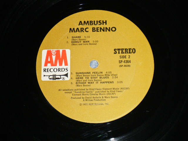 画像: MARC BENNO  - AMBUSH ( Matrix # SP 4627 △17132 /  SP 4628 △17132-x )  ( Ex++/Ex++ : A-3:VG+++) / 1972 US AMERICA ORIGINAL "BROWN Label" Used LP