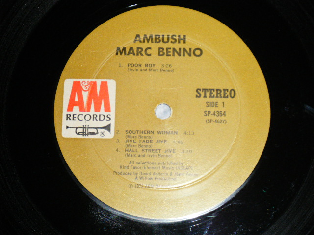 画像: MARC BENNO  - AMBUSH ( Matrix # SP 4627 △17132 /  SP 4628 △17132-x )  ( Ex++/Ex++ : A-3:VG+++) / 1972 US AMERICA ORIGINAL "BROWN Label" Used LP