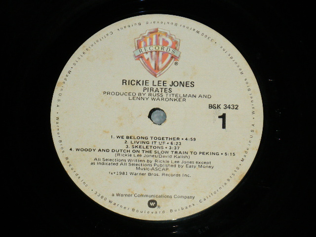 画像: RICKIE LEE JONES - PIRATES ( Matrix # BSK-1-3432 S1  △737 ANDREA DORIA B-1588 S1  / BSK-2-3432 S2 ANDREA DORIA △737-X B-15882-S2 ) (Ex+++/MINT-) / 1981  US AMERICA ORIGINAL Used  LP