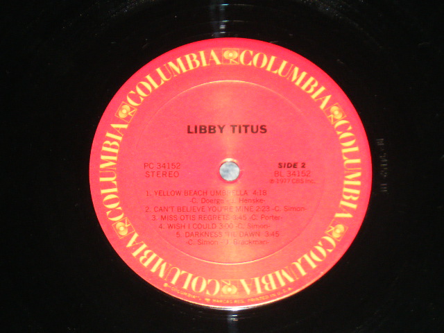 画像: LIBBY TITUS -  LIBBY TITUS ( Ex++/MINT- ) / 1977  US AMERICA ORIGINAL  Used LP