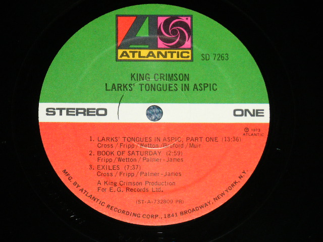 画像: KING CRIMSON -  LARK's TONGUES IN ASPIC (:Matrix #  A) ST-A-732809-Ｂ / B) ST-A-732810-Ｂ )(VG+++/Ex++ Looks:Ex+++ : EDSP ) / 1973 US ORIGINAL 1st Press "1841 BROADWAY Credit Label"  LABEL LP 