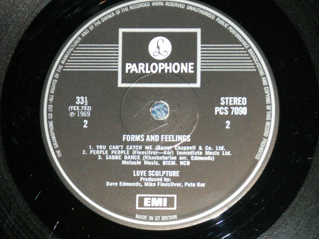 画像: LOVE SCULPTURE ( DAVE EDMUNDS ) - FORMS and FEELINGS ( Ex++/Ex++ Looks:Ex+ )  / 1970 UK ENGLAND 2nd Press Version "BLACK with WHITE 'EMI' & ' PARLOPHONE' Label" Used LP 