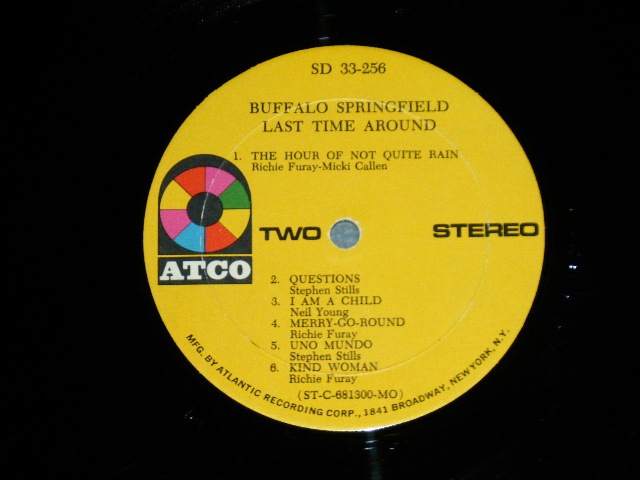 画像: BUFFALO SPRINGFIELD -  LAST TIME AROUND ( MATRIX # A)ST-C-68299-BB D-2 MR △12022/ B) ST-C-68300-BB MR △12022 -x (1) D-1) ( Ex+/Ex+++ : EDSP)  / 1968 US AMERICA 1969 Version 2nd Press "YELLOW Label" "1841 BROADWAY Label" STEREO Used LP