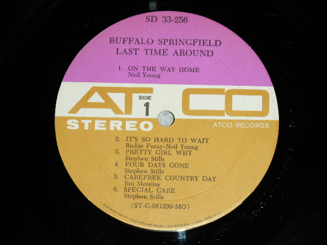 画像: BUFFALO SPRINGFIELD -  LAST TIME AROUND ( Matrix # A)ST-C-68299-BB D2 MR △12022 /B) ST-C-68300-AA D2 MR △12022 -x ) ( Ex+/Ex+)  / 1968 US AMERICA ORIGINAL 1st Press "PURPLE & GRAY Label" STEREO  Used LP 
