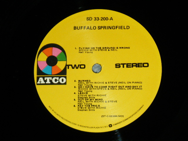 画像: BUFFALO SPRINGFIELD -  BUFFALO SPRINGFIELD  ( Matrix # A) ST-C-66983-△23394/B) ST-C-66984-△23394-x ) ( Ex+++/MINT-)  / 1967 US AMERICA ORIGINAL 1974 Version 2nd press "YELLOW Label" Small "75 ROCKFELLER Label" STEREO  Used LP 