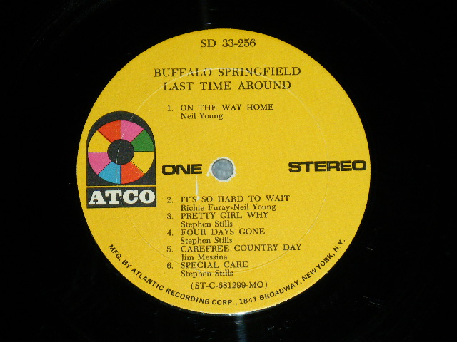 画像: BUFFALO SPRINGFIELD -  LAST TIME AROUND ( MATRIX # A)ST-C-68299-BB D-2 MR △12022/ B) ST-C-68300-BB MR △12022 -x (1) D-1) ( Ex+/Ex+++ : EDSP)  / 1968 US AMERICA 1969 Version 2nd Press "YELLOW Label" "1841 BROADWAY Label" STEREO Used LP