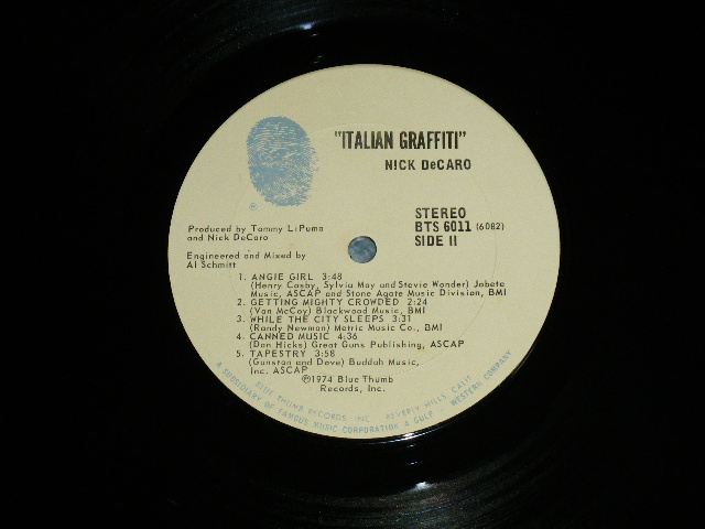 画像: NICK DECARO - ITALIAN GRAFFITI ( Ex+++/MINT-: Cut Corner ) / 1974 US AMERICA ORIGINAL Used LP 