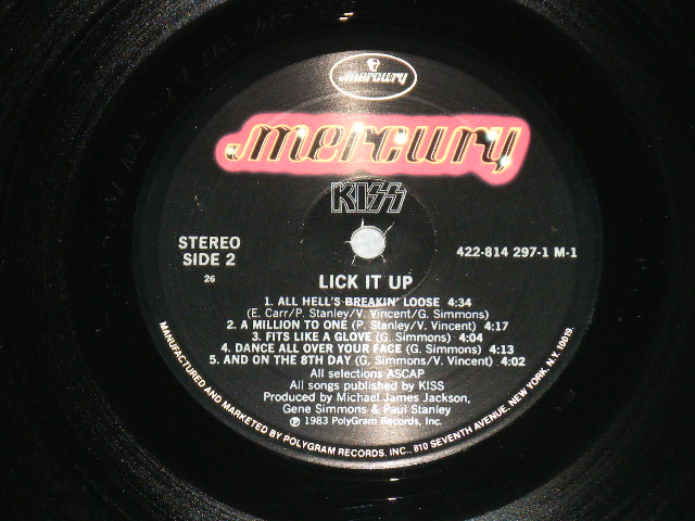 画像:  KISS - LICK IT UP ( Ex+++.MINT-)  / 1983 US AMERICA ORIGINAL Used  LP 