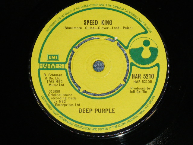 画像: DEEP PURPLE - BLACK NIGHT : SPEED KING  ( Ex+/Ex++ )  / 1980 UK ENGLAND Version Used 7" Single with PICTURE SLEEVE  