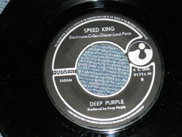 画像: DEEP PURPLE - BLACK NIGHT : SPEED KING  ( Ex+/Ex+ )  / 1970's GERMAN ORIGINAL Used 7" Single with PICTURE SLEEVE  