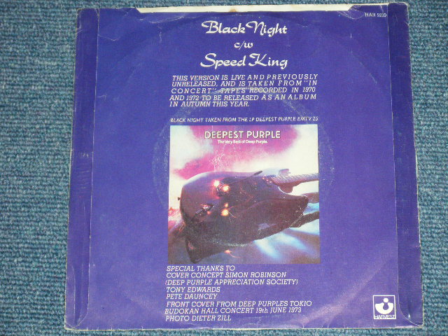 画像: DEEP PURPLE - BLACK NIGHT : SPEED KING  ( Ex+/Ex++ )  / 1980 UK ENGLAND Version Used 7" Single with PICTURE SLEEVE  