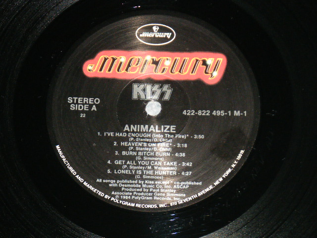 画像:  KISS - ANIMALIZE (Ex++/MINT) / 1984 US AMERICA ORIGINAL Used  LP 