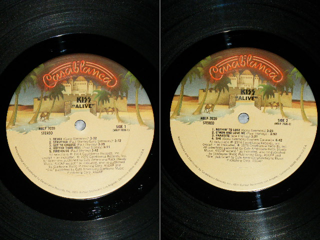 画像: KISS - ALIVE! : NO Booklet (Ex++/Ex+++ SWOFC) / 1977 Version US AMERICA 2nd Press "TAN Label with DESERT SCENE With CASABLANCA Label"  Used 2-LP's 