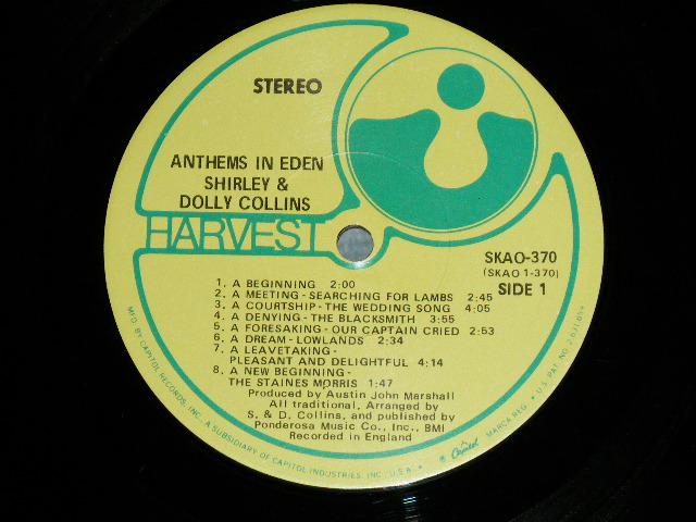 画像: SHIRLEY COLLINS & DOLLY COLLINS ( ACID FOLK PSYCHE ) - ANTHEMS IN EDEN   ( VG+++/Ex++ Looks:Ex+) ) /  1969 US AMERICA ORIGINAL Used LP 