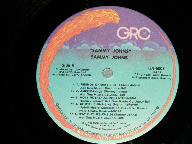 画像: SAMMY JOHNS - SAMMY JOHNS   ( Ex+/MINT- : EDSP) / 1973 US AMERICA ORIGINAL Used  LP