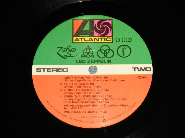 画像: LED ZEPPELIN - IV ( Matrix Number A)STA-71228 G GIC (HXAP) / B)STA-712286 GID G (H-AD)  ) ( Ex++/Ex+++) /  1977  US REISSUE   Used LP With Original Inner sleeve