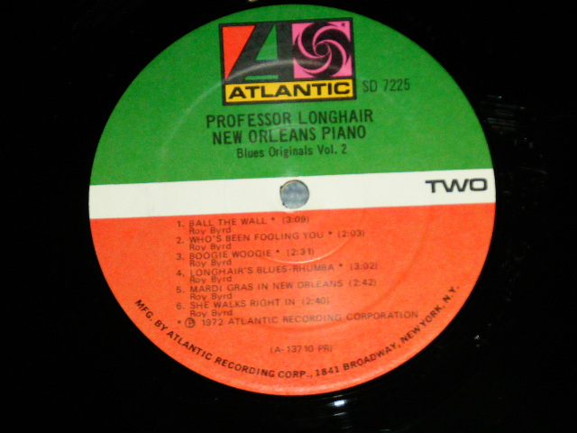 画像: PROFESSOR LONGHAIR -  NEW ORLEANS PIANO : BLUES ORIGINALS VOL.2   ( Ex+/MINT-) / 1972 US AMERICA ORIGINAL 1st Press "1841 BROADWAY Label"  Used  LP 