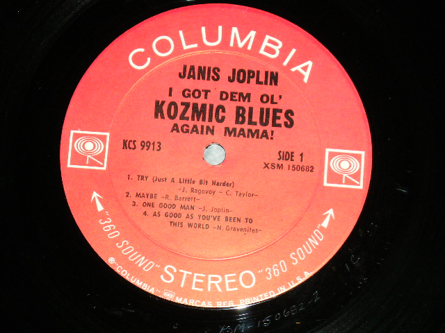 画像: JANIS JOPLIN - I GOT DEM OL' KOZMIC BLUES AGAIN MAMA!  ( Matrix # 2 1C / 2F  )  ( Ex/MINT- )  / 1969  US AMERICA  ORIGINAL "360 SOUND Label" Used LP 