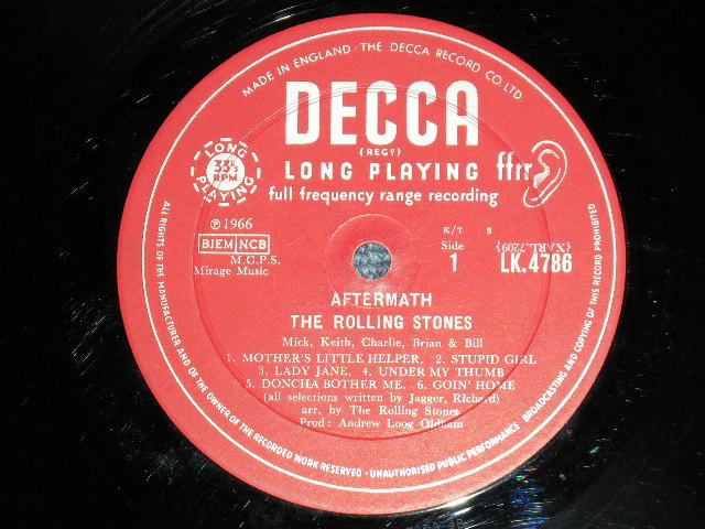 画像: ROLLING STONES - AFTERMATH : SHADOW Cover (Mtrix # 4B/3A ) (G/Ex++ A-4:Ex) / 1966 UK ENGLAND  1st Press "UN-Boxed DECCA Label" MONO  Used LP 