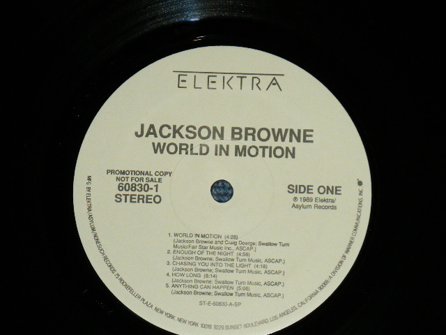 画像: JACKSON BROWNE - WORLD IN MOTION  ( Ex+++/MINT- : Cutout) / 1989 US AMERICA ORIGINAL "BWHITE LABEL PROMO" Used  LP