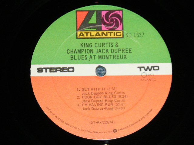 画像: KING CURTIS & CHAMPION JACK DUPREE - BLUES AT MONTREUX ( Ex++/Ex+++ )  / 1973 US AMERICA ORIGINAL 1975 Version ? 3rd PRESS "Small 75 ROCKFELLER Label" Used LP 