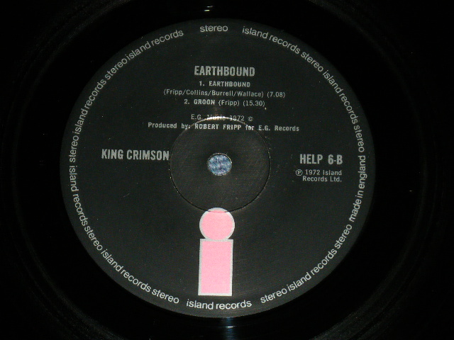 画像: KING CRIMSON  - EARTH BOUND ( Matrix No.A) A-1U/ B) B-1U )  ( MINT-/MINT- ) / 1972 UK ENGLAND ORIGINAL "PINK 'i' Label"  Used LP 