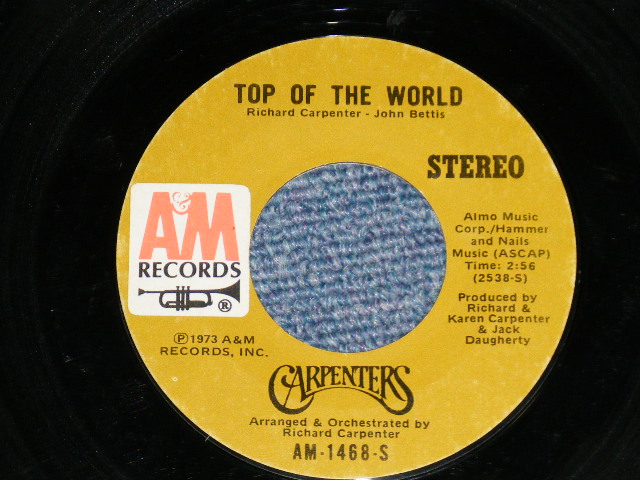 画像: CARPENTERS - TOP OF THE WORLD : HEATHER ( Ex/Ex++  : WOC ) / 1973 US AMERICA ORIGINAL "BROWN Label" "with PICTURE SLEEVE" Used 7" Single 