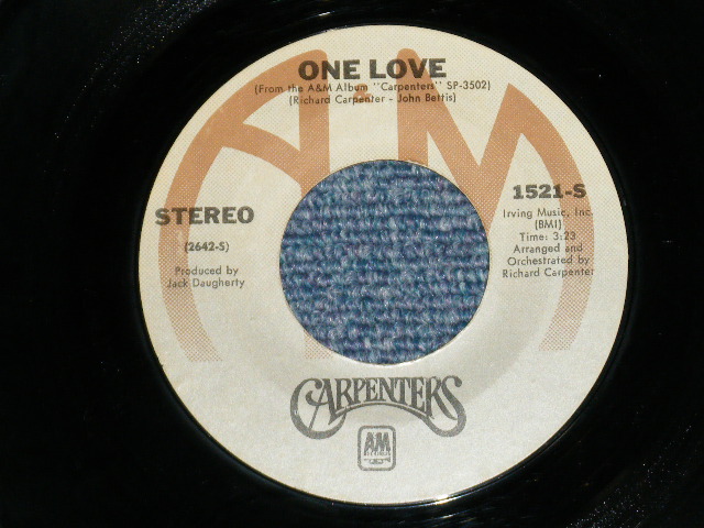 画像: CARPENTERS - I WON'T LAST A DAY WITHOUT YOU : ONE LOVE  ( Ex++/Ex++ Looks:Ex  ) / 1974 US AMERICA ORIGINAL Used 7" Single 