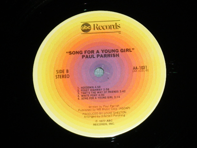 画像: PAUL PARRISH  - SONG FOR YOUNG GIRL  (  Ex+++-/MINT- Cut out ) / 1977 US AMERICA ORIGINAL Used LP 