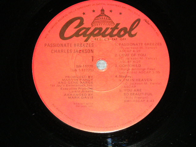 画像: CHARLES JACKSON - PASSIONATE BREEZES ( Ex+/Ex+++ Looks:Ex+  )  / 1978 US AMERICA ORIGINAL  Used LP 
