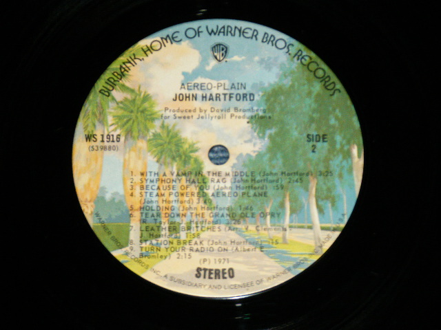 画像: JOHN HARTFORD - AEREO-PLAIN : With SONG SHEET ( Ex-/Ex+++ : A-7:Ex+ : EDSP) / 1974 Version US AMERICA 2nd Press "BURBANK STREET" Label  Used LP 