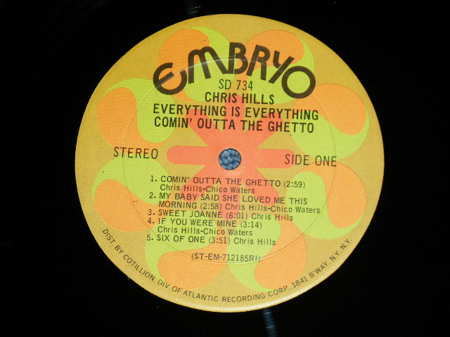 画像: CHRIS HILLS - EVERYTHING IS EVERYTHING  ( Ex+++/MINT- :Cut Out ) / 1971 Version US AMERICA 1st Press "DIST BY COTILLION & 1841 B'WAY" Label  Used LP 