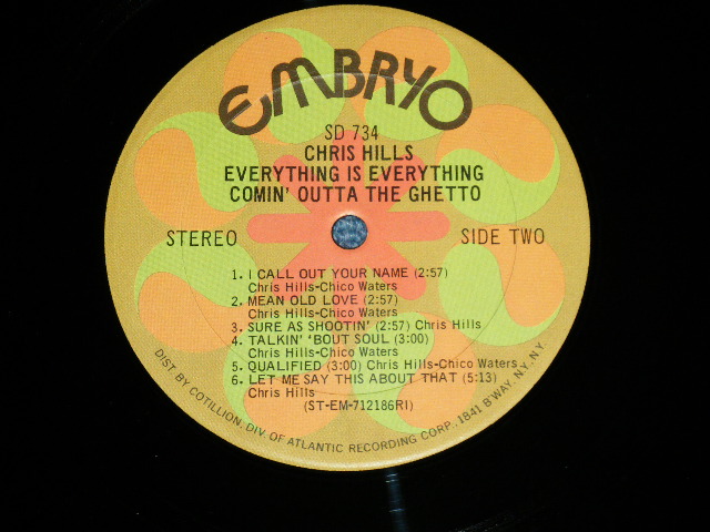 画像: CHRIS HILLS - EVERYTHING IS EVERYTHING  ( Ex+++/MINT- :Cut Out ) / 1971 Version US AMERICA 1st Press "DIST BY COTILLION & 1841 B'WAY" Label  Used LP 