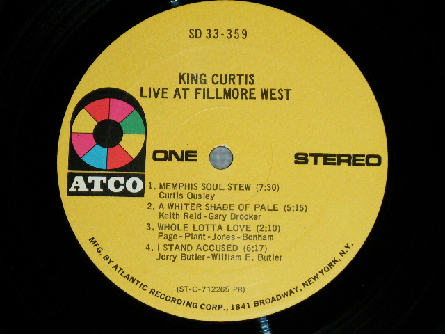 画像: KING CURTIS - LIVE AT TFILLMORE WEST ( Matrix #   A) ST-C-712265 A Atl GP  B) ST-C-712266 A At- GP )  ( Ex++.MINT- : EDSP )  / 1971 US AMERICA ORIGINAL 1st Press "1841 BROADWAY" Label USED LP 