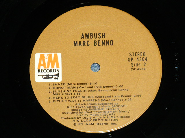 画像: MARC BENNO  - AMBUSH ( Matrix #T-1/T-1)  ( MINT/MINT- Cutout) / 1972 US AMERICA  ORIGINAL "BROWN Label" Used LP