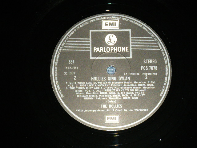 画像: THE HOLLIES - HOLLIES SING DYLAN (MINT-/MINT)  / 1977? UK 3rd Press Label "2 EMI & WHITE Parlophone" STEREO Used  LP 