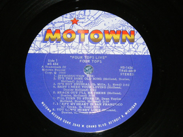 画像: FOUR TOPS - LIVE (Ex+++, Ex++/Ex+++ Looks:Ex++) / 1966 US AMERICA 2nd Press Number "STEREO" Used LP 