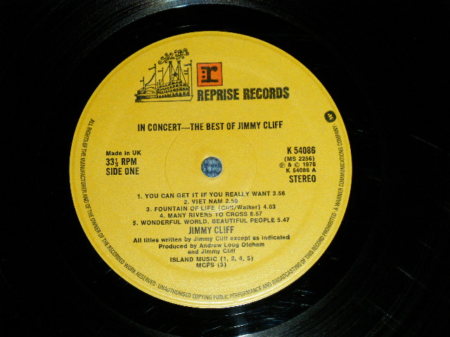 画像: JIMMY CLIFF - IN CONCERT-THE BEST OF  ( Matrix # A1/B1) ( Ex++/Ex++ ) / 1976 UK ENGLAND ORIGINAL Used LP 