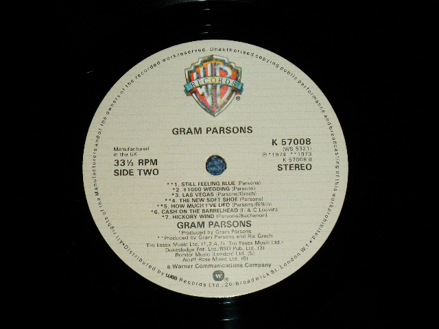 画像: GRAM PARSONS - GRAM PARSONS (Matrix #   A) A2  B) B2 )  ( MINT-/MINT ) /  1982 UK ENGLAND ORIGINAL Used LP 