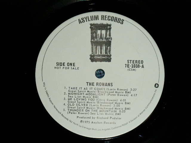 画像: THE ROWANS -  THE ROWANS ( Ex++.MINT-) / 1975 US AMERICA ORIGINAL "WHITE LABEL PROMO" Used LP 