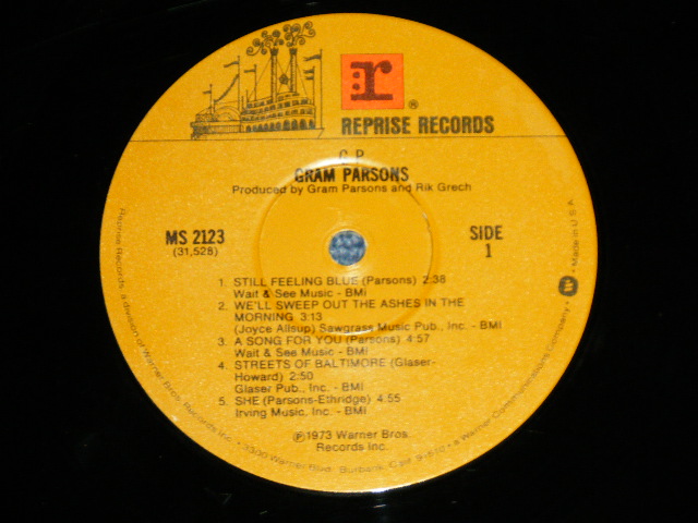 画像: GRAM PARSONS of THE BYRDS  -  GP (Matrix #    A) MS-1-2123  WW-2   B) MS-2-2123  WW-2 ) ( Ex-/Ex+++ Looks:Ex+++) / 1973 US AMERICA ORIGINAL "BROWN with ORANGE 'r' Label"  Used LP