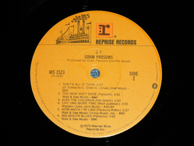 画像: GRAM PARSONS of THE BYRDS  -  GP (Matrix #    A) MS-1-2123  LW-1  B) MS-2-2123  LW-1  ) ( Ex+++/MINT-) / 1973 US AMERICA ORIGINAL "BROWN with ORANGE 'r' Label"  Used LP