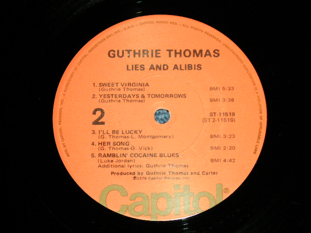 画像: GUTHRIE THOMAS - LIES AND ALIBIS  (Ex++/MINT) / 1976 US AMERICA ORIGINAL Used LP 