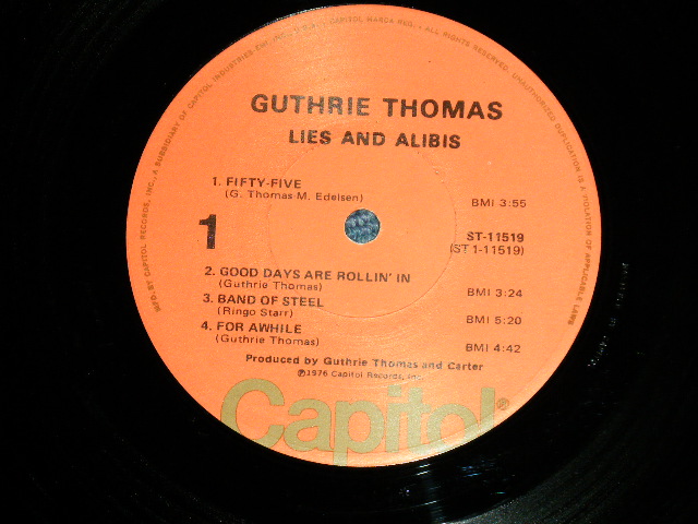 画像: GUTHRIE THOMAS - LIES AND ALIBIS  (Ex++/MINT) / 1976 US AMERICA ORIGINAL Used LP 