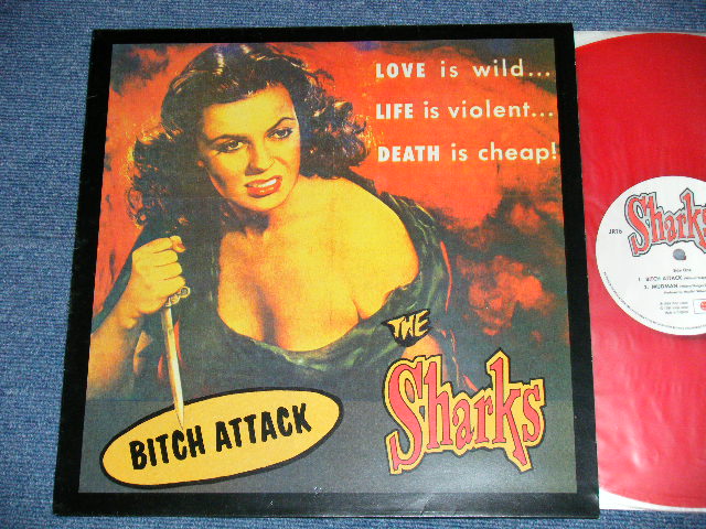 画像1: THE SHARKS - BITCH ATTACK ( 4 TRracks EP ) ( Ex+++/MINT-)   /  1994 UK ENGLAND  ORIGINAL "RED WAX Vinyl"  Used  12" EP 