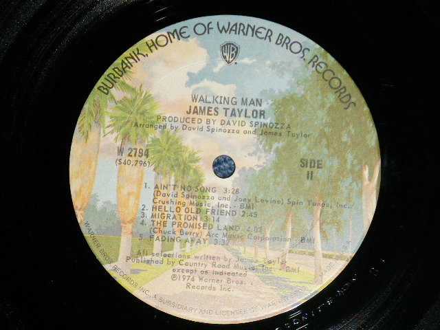 画像: JAMES TAYLOR - WALKING MAN  (Matrix  A) W2794-40795-1-1 1 MCR    B) W2794-40796-1-2 MCR GOOD NITE NOW) ( Ex+++/MINT- :Cut Out ) / 1974 US AMERICA ORIGINAL Used  LP