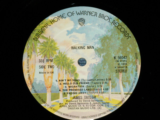 画像: JAMES TAYLOR - WALKING MAN  (Matrix A) K-56042-A1     B)K-56042-B2  ) ( Ex++/Ex+++) / 1974 UK ENGLAND ORIGINAL Used  LP