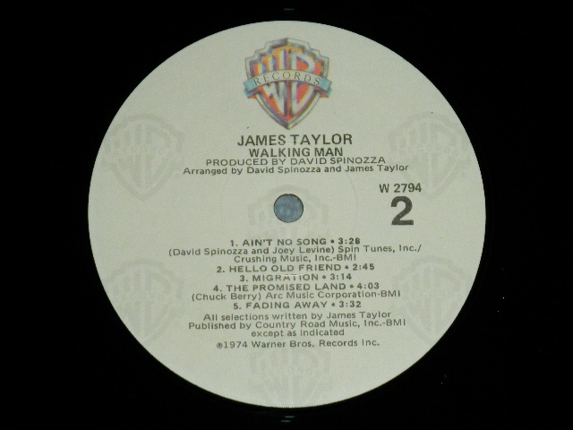画像: JAMES TAYLOR - WALKING MAN  (Matrix A) W-1-2794 WW1 #2 SP     B) W-2-2794 WW1 #2 SP ) ( Ex+++/MINT-) / 1978? Version US AMERICA "REISSUE or 3rd Press? Label" Used  LP