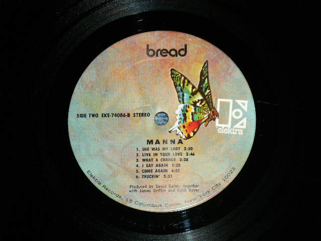 画像: BREAD - MANNA  (MATRIX NUMBER      A)EKS 74086-A-1   CSM     B) EKS 75011-B-1  CSM ) ( Ex++/Ex+++) / 1971 US AMERICA Original 1st Press "BUTTERFLY Label" "WINDOW Jacket" Used LP  